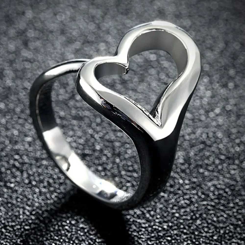New Fashion 925 sterling silver Exquisite open heart-shaped adjustable ring suitable for womens weddings engagements jewelry party gifts Y241019