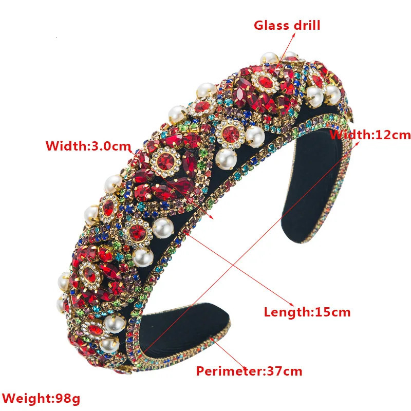 Fashion Diamond Pearl Headband Trend Retro Sponge Hairband Ladies Elegant Wedding Bridal Hair Accessories 241018