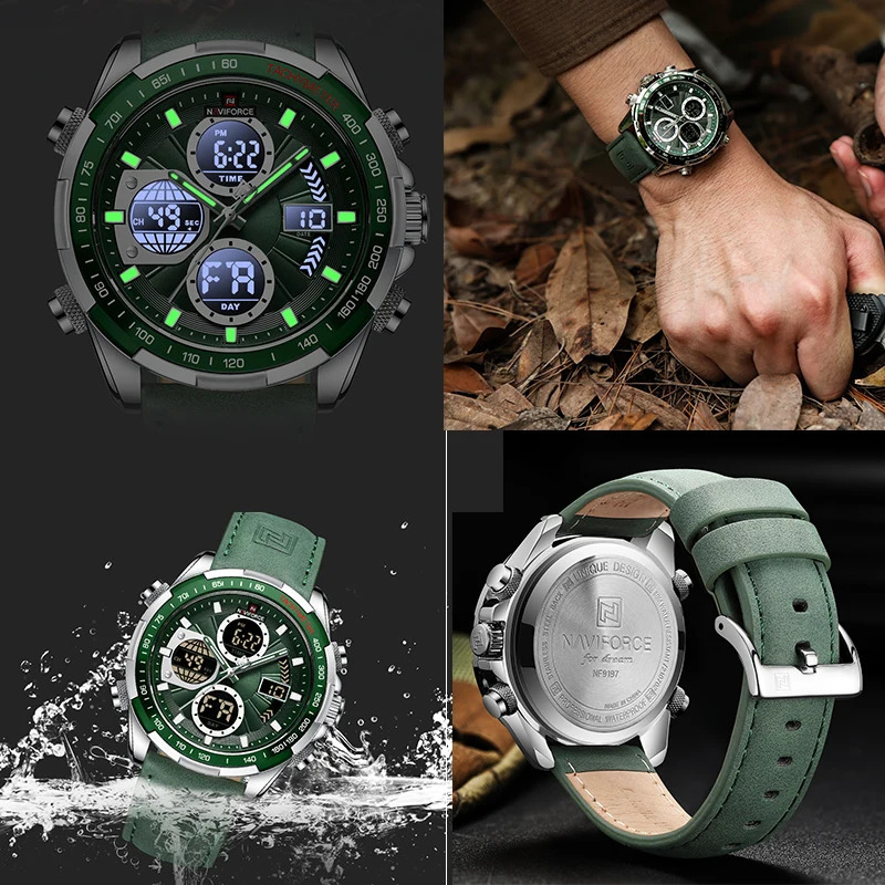 NAVIFORCE Mens Fashion Military Watch y Original Sports Timing Waterproof Quartz Digital 241009