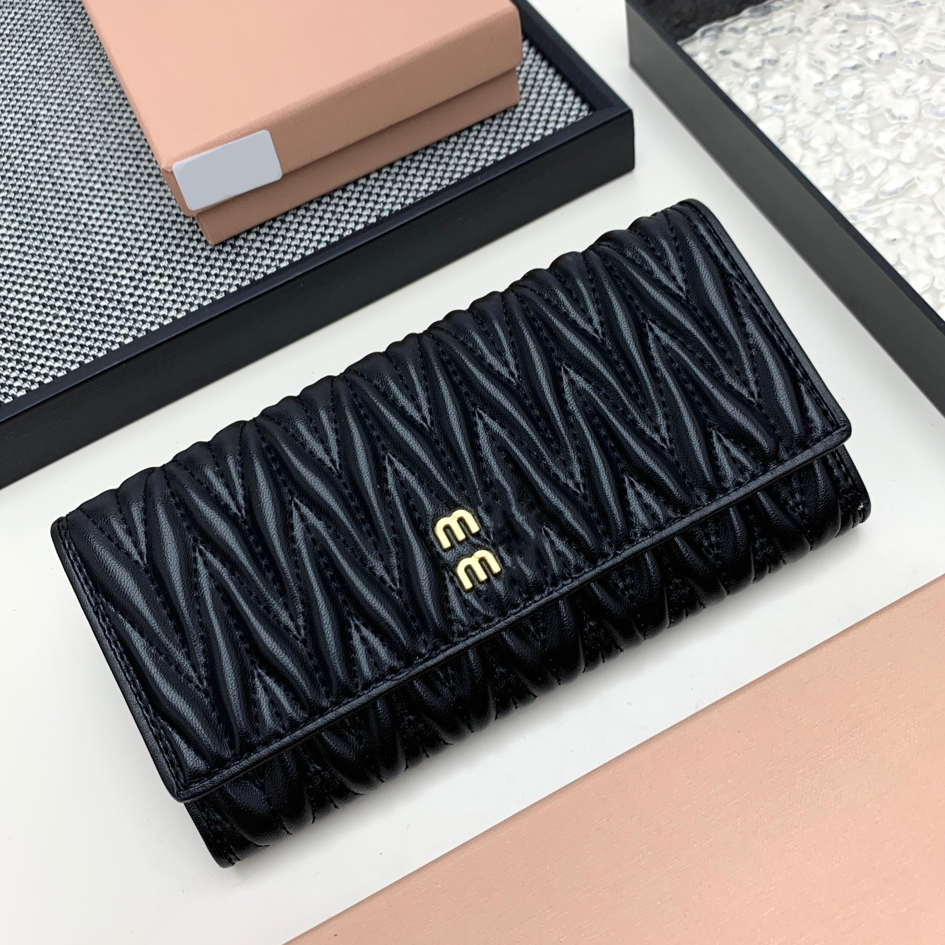 Wallet Designer Woman Luxury Card Holder Women Bag High Quality Genuine Leather Sheepskin Golden Hardware Square Long Wallet Luxury Bag Coin Pouch Designer Wallets