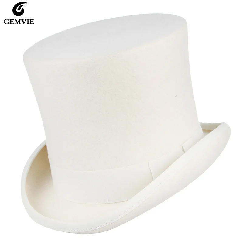 100% wool British European gentleman high hat stage performance hat magic retro fashion personality presidential hat Fedora 241018