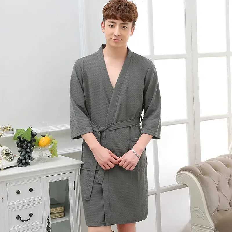 Hotel Sexy Robe Summer Suck Gown Men Spa Bathrobe Water Dressing Waffle Bath Plus Women Towel Size Sleepwear BridesmaidXJ241018