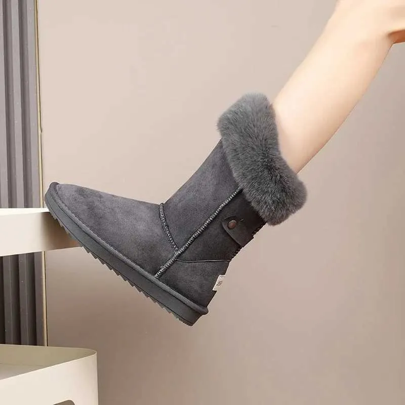 Female 2024 Winter New Fashion Platform Snow Boots Women Designer Boot Solid Round Toed Warm Plush Cotten Shoes Size 42 H240709