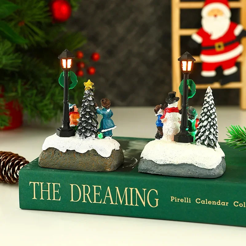 decorations resin small house micro landscape Light snowman tabletop display Christmas gift 241018