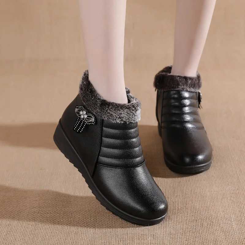 New Winter Womens Thick Plush Womens Ankle Boots Zipper Comfortable Outdoor Snow Boots Fashion Cotton Shoes Botas De Mujer Y241019