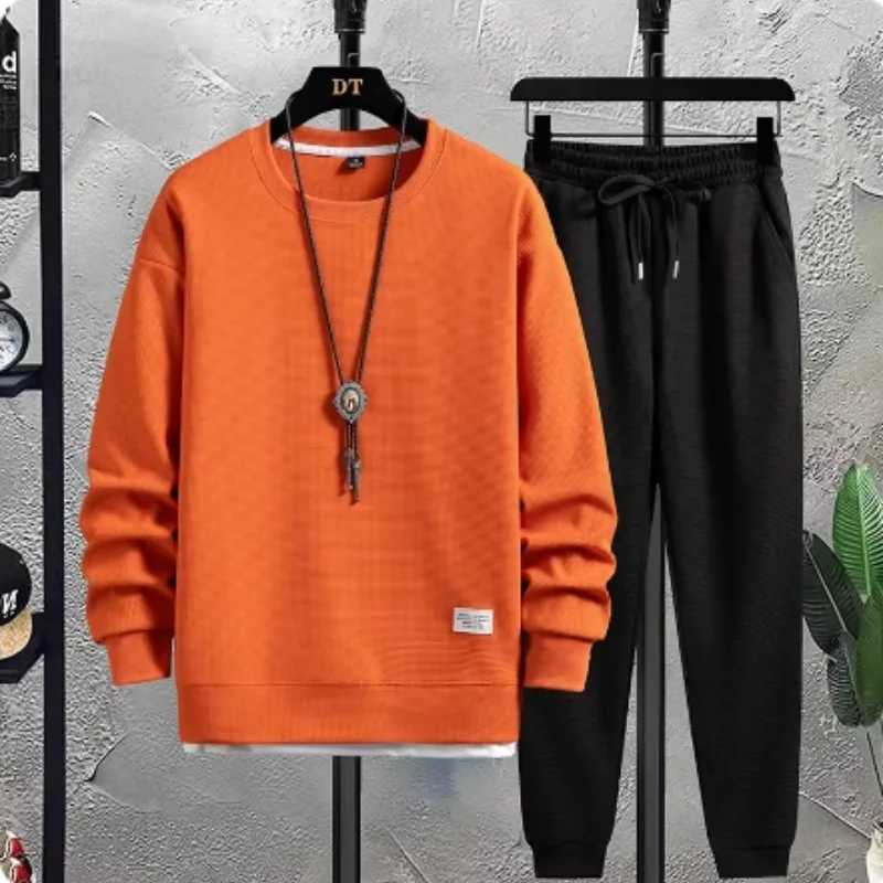 2014 Autumn Mens Xinhua Cake Set Casual Handmade Sports Long Sleeve Pants Two Piece Fashion Brand Set W241018