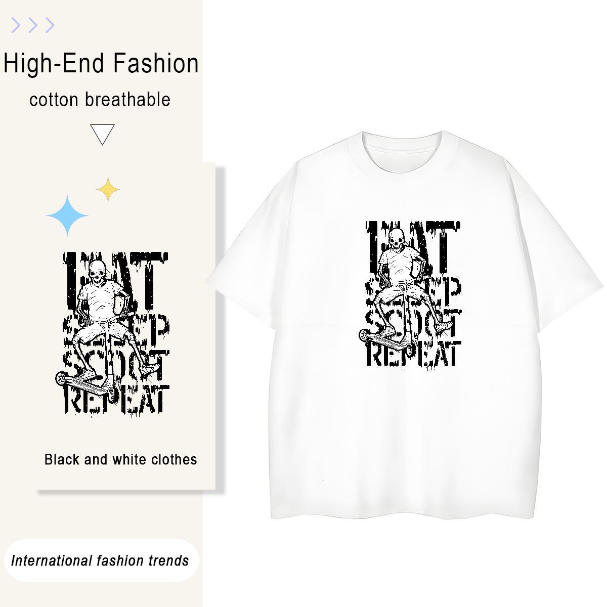 Designer Womens T Shirts 230g 100% Cotton Breathable Short Sleeve Daily Wear skull Woman Tshirt Lady White Plus Size Tops