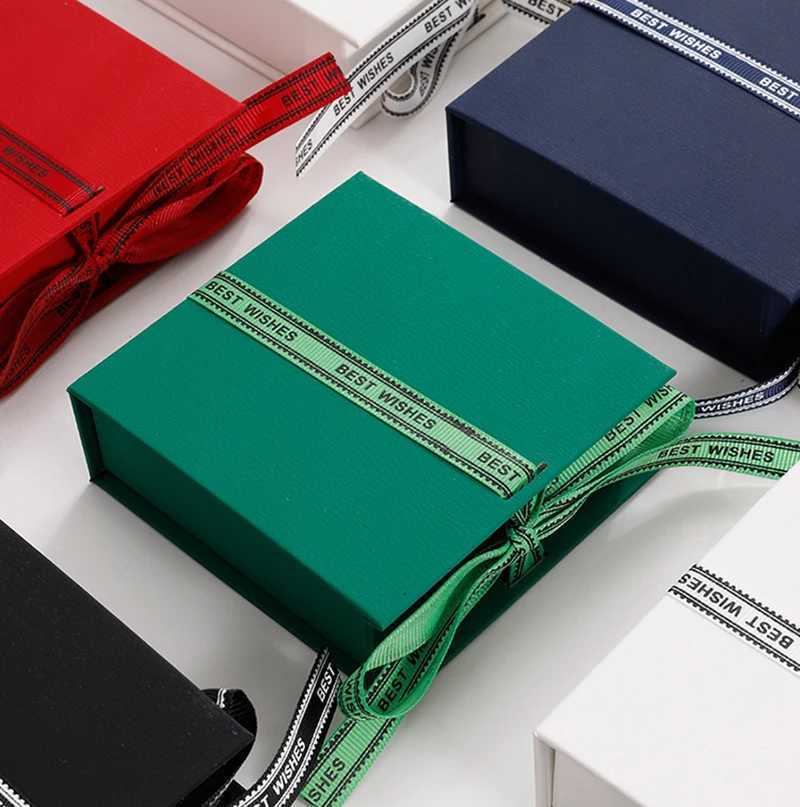 High end bow ribbon jewelry box necklace earring bracelet ring organizer box thick paper flip cover jewelry packaging gift box W241019