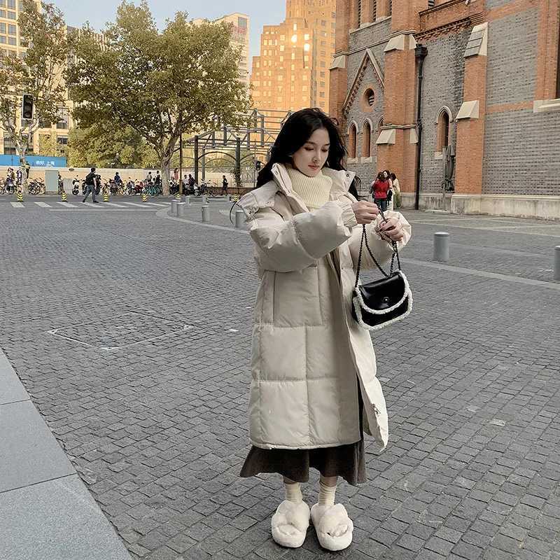 Winter Female Oversized Down Jackets Loose Warm Coats Ladies Fashion Hooded Long Jacket Down Cotton Parkas Women Padded JacketX241019