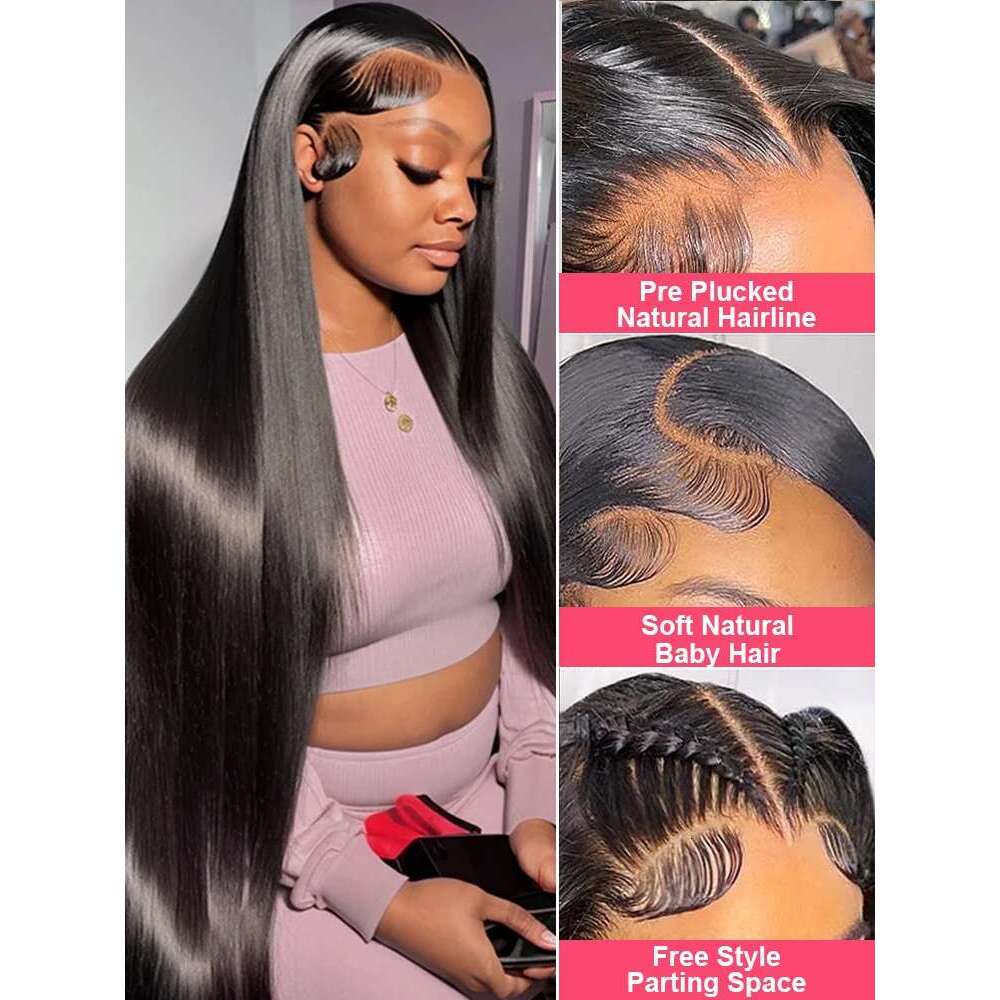Front HD Lace Human Hair Wigs Straight x Transparent Frontal Pre Plucked For Women al