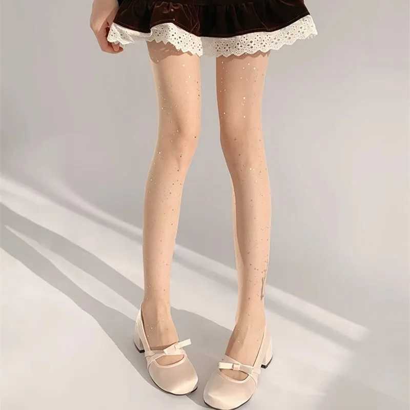 Socks Hosiery NEW FishnetSequin Stockings Women Sexy Fashion Shiny Net Tights Female Slim Rhinestone Mesh Nylon Hot Tights Y24083307WUZ