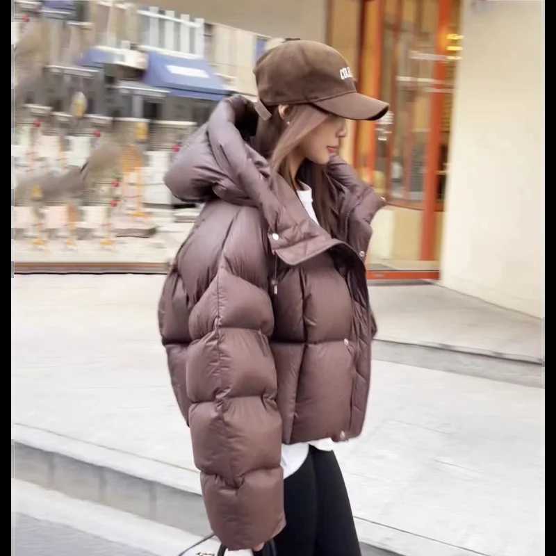 Women's Down Parkas Womens Short Hooded Jacket 2024 Winter Coat Korean Fashion Thick Warm Park Loose White Duck Coat Y24101945KZ