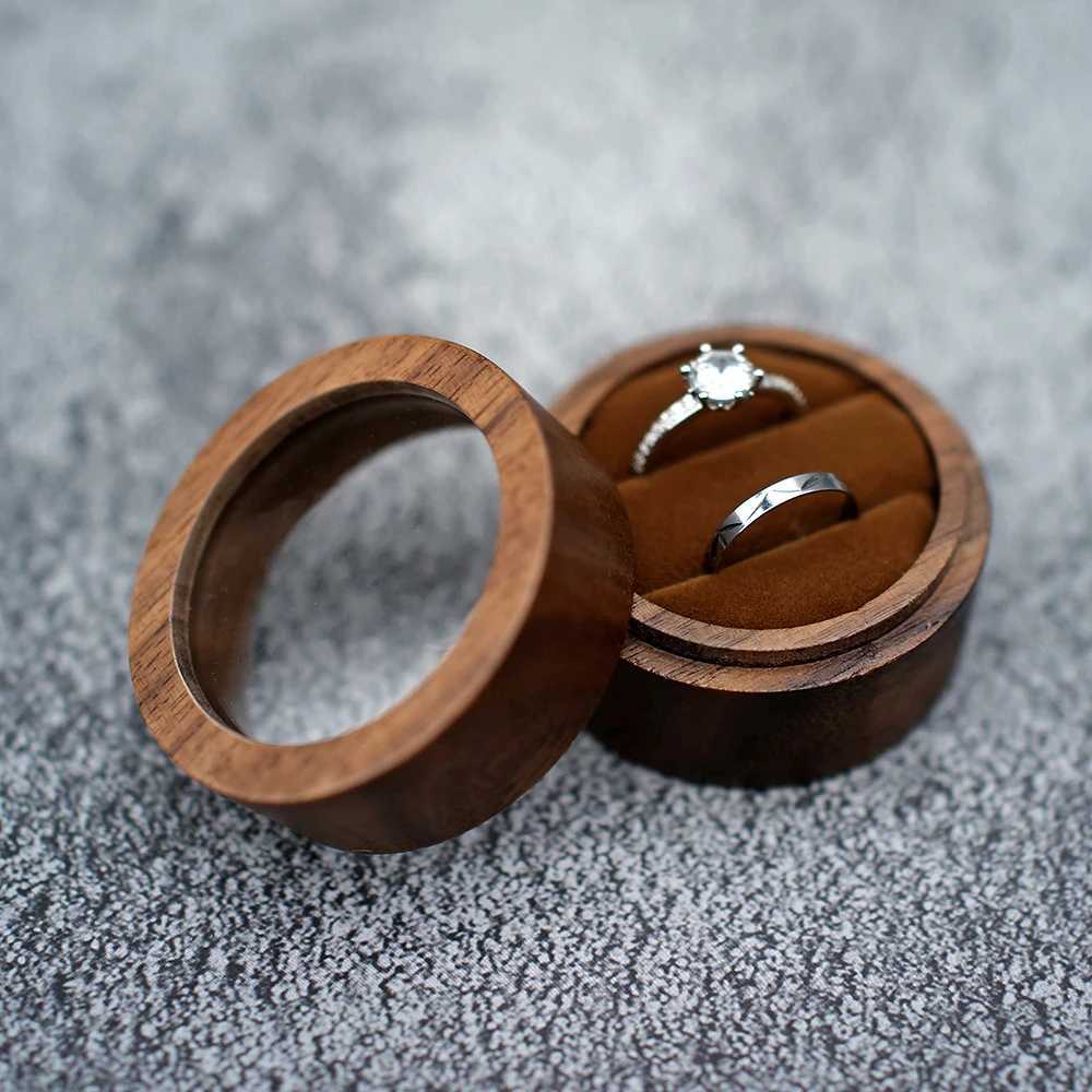Wooden ring box double couple ring holder jewelry earring stud storage suggestion wedding anniversary ring organizer packaging box W241019