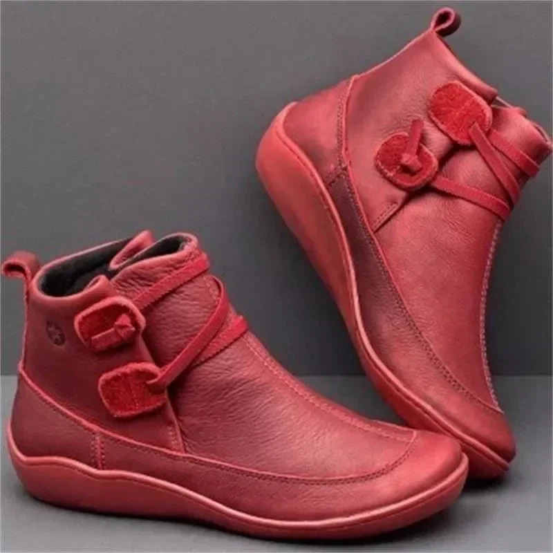 Womens autumn/winter flat bottomed English style short boots with soft soles comfortable and non slip Plus size 43 cotton boots 241018