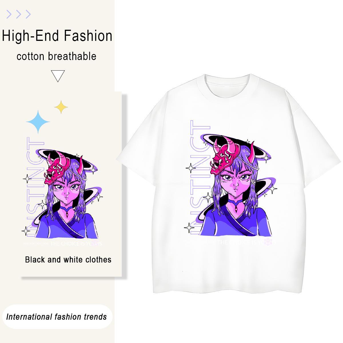 Fashion Casual T Shirt For Woman 230g 100% Cotton Breathable Short Sleeve Sports Street Wear portrait Unisex Tshirts Popular Custom Cartoon Tops Tees