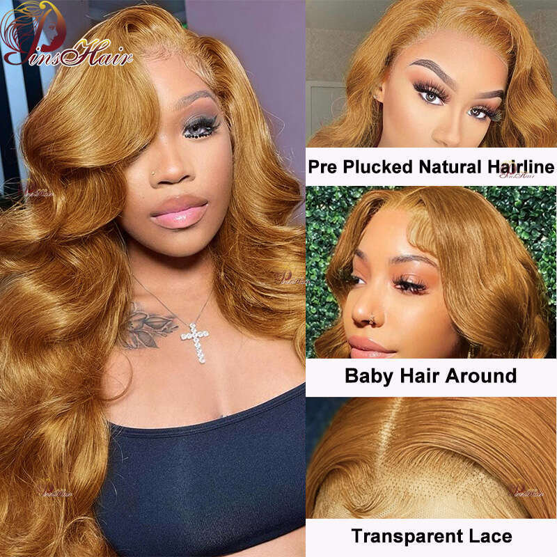 Ginger Brown 13x4 Wigs For Women Body Wave Frontal Honey Blonde Lace Front Wig Remy Human Hair