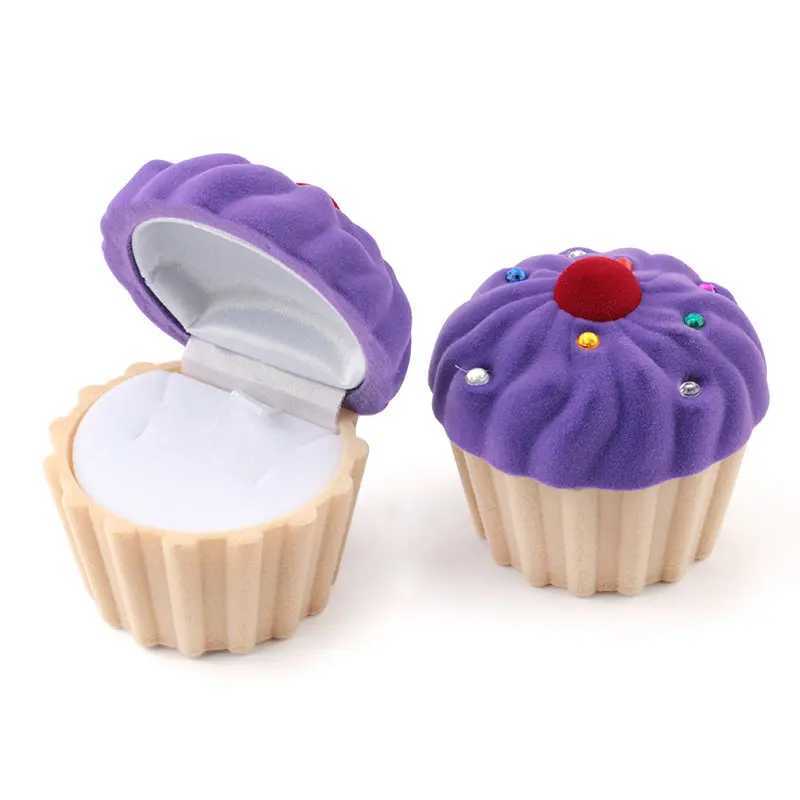 1 cute cake gift box holder jewelry box velvet wedding ring box earrings necklace display and packaging 2 colors W241019