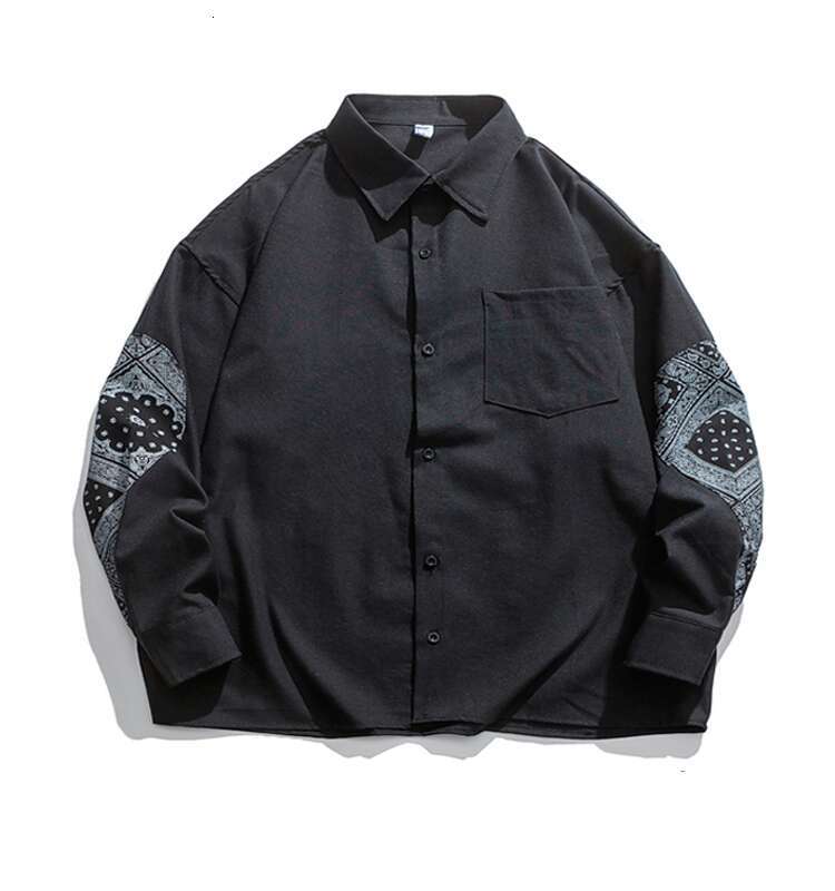 shanshi Men's shirts Trendy brand cashew flower patchwork lapel print long sleeve for men's hip-hop street personality loose and versatile s