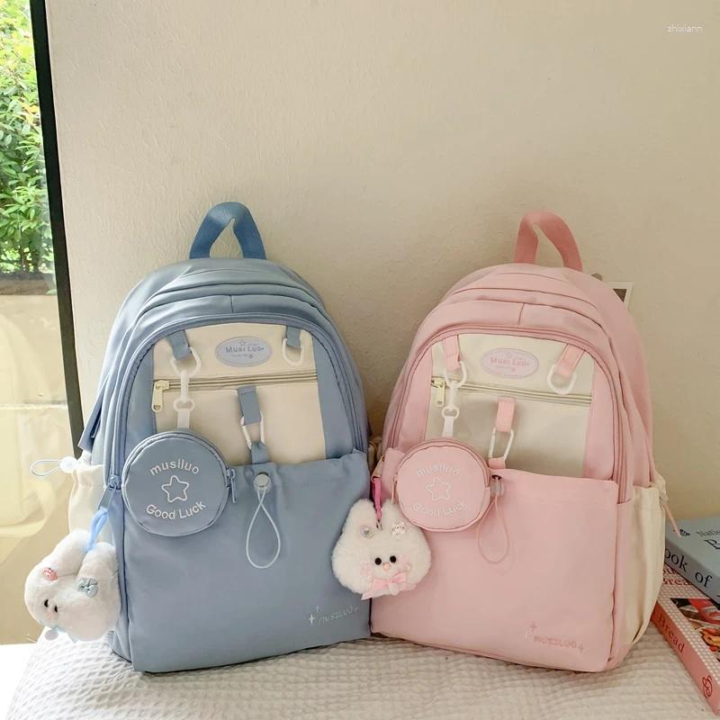 2025 NEW Backpack Bag Fashionable Youth High Quality Large Capacity Canvas With Hanging Accessories Cute Zero Wallet zhanyishengli