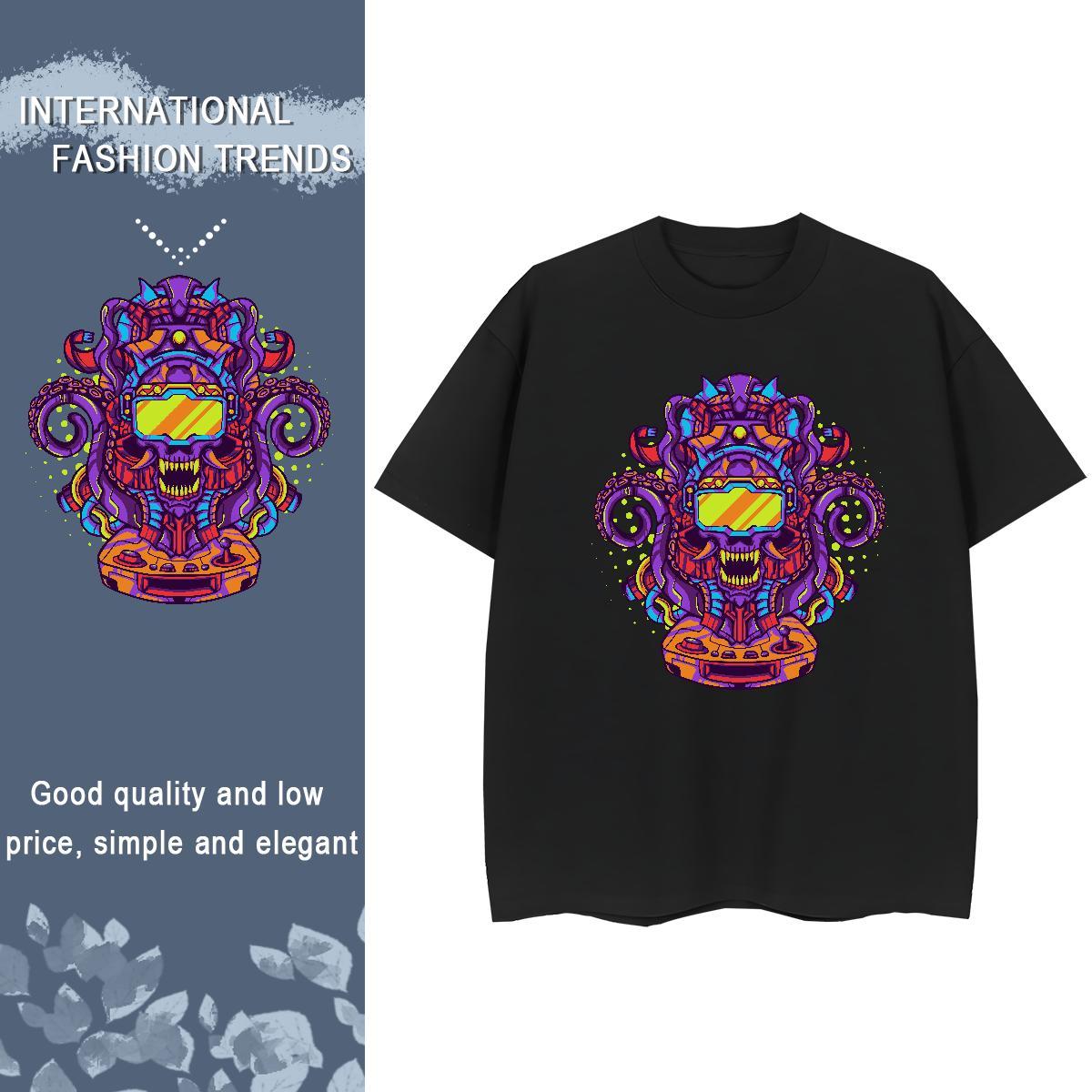2024 DIY Woman T Shirts 230g 100% Cotton Crew Neck Breathable Outdoor skull Women Tees Designer Cartoon Floral Printing Clothes Shirt