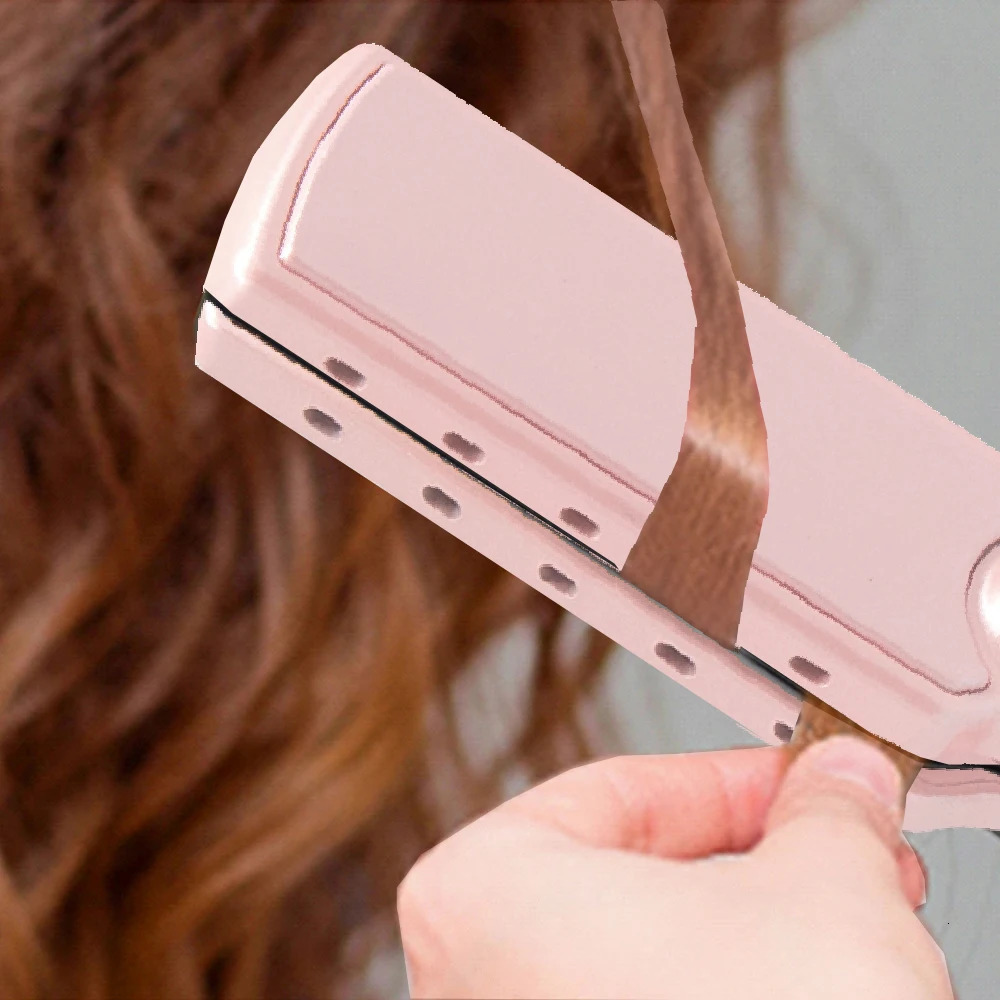RUCHA professional straightener wide plate flat iron fast heating LCD display PTC treatment hair iron and brush 241018