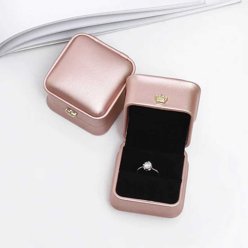 Ring Box Recommended for Couples PU Leather Jewelry Gift Box Ring Earrings Jewelry Display for Wedding and Engagement W241019