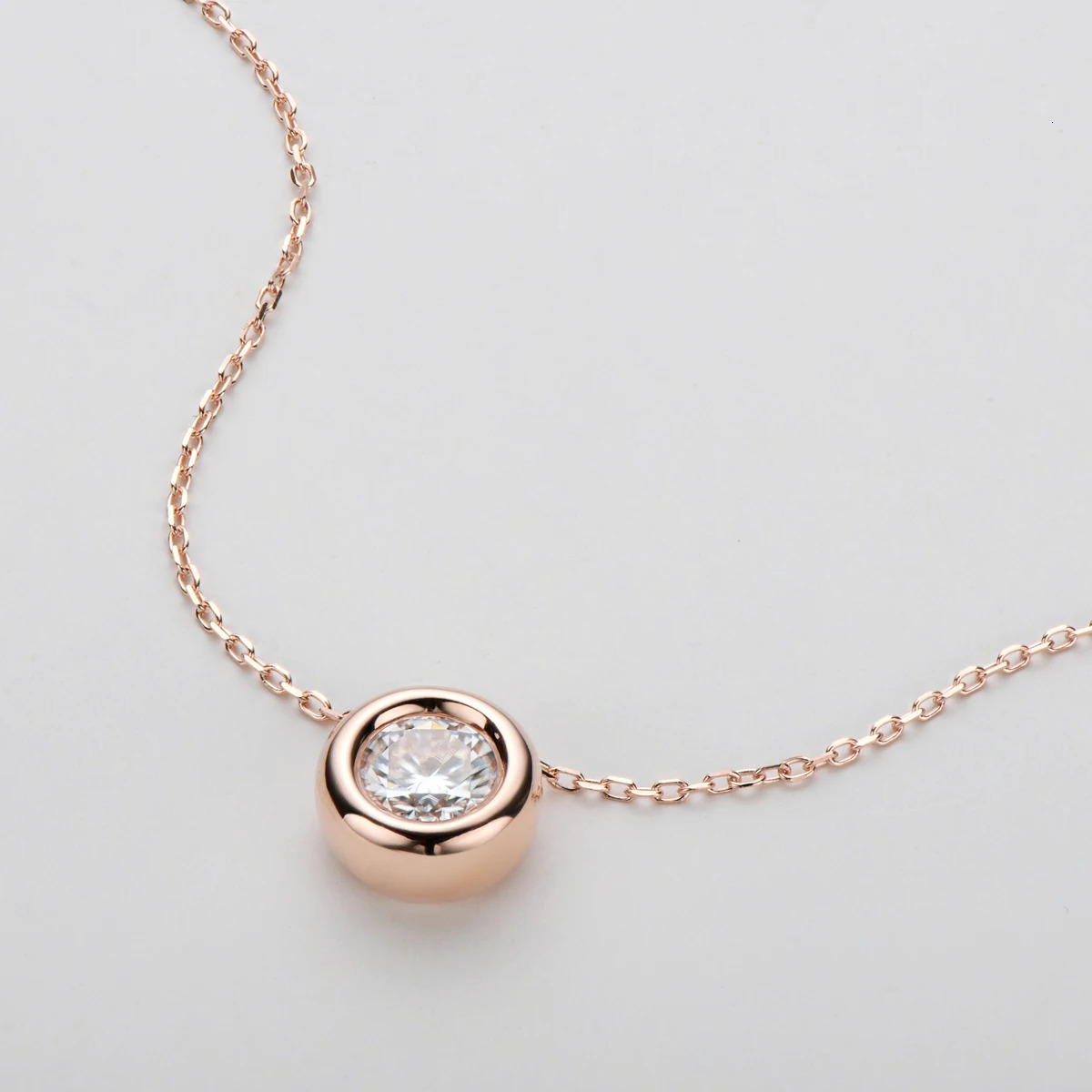1ct 2ct 3ct D VVS1 framed bubble pendant necklace suitable for women and men 100% 925 silver 18K rose gold plated GRA jewelry gift 241018