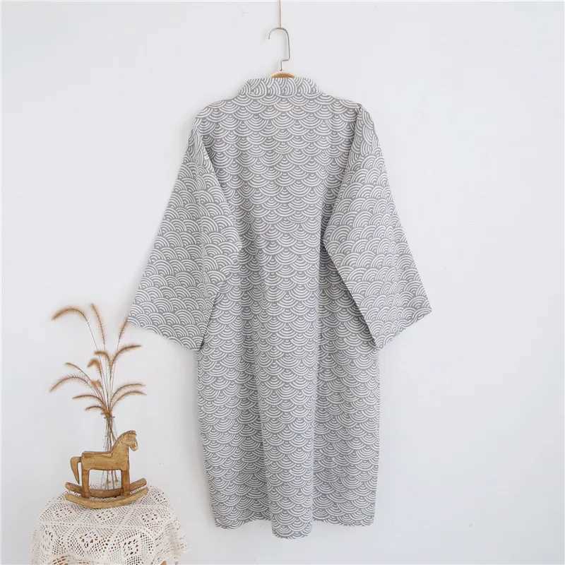 Cotton Skin-Friendly Bathrobe for Mens Nightwear Adults Sleep Robe Gown Soft Comfortable Homewear Japanese Yukata Kimono PajamasXJ241018