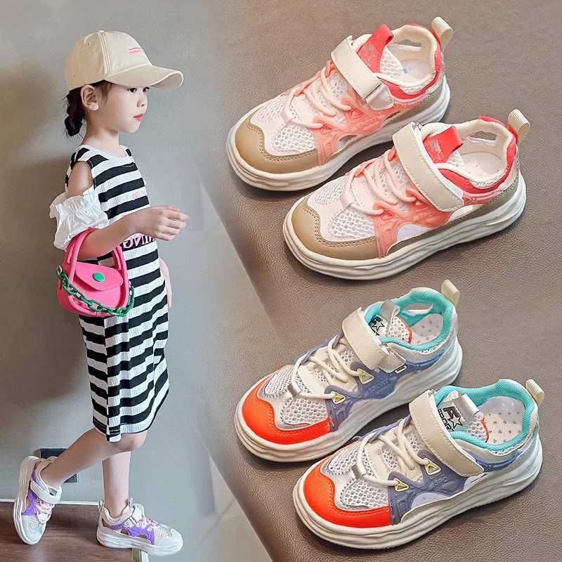 Athletic Outdoor Childrens Mesh Breathable Sneakers 2024 Tennis Kids Hollow Out Sandals Boys Mixed Color Casual Sports Shoes Girls Spring Autumn H2410