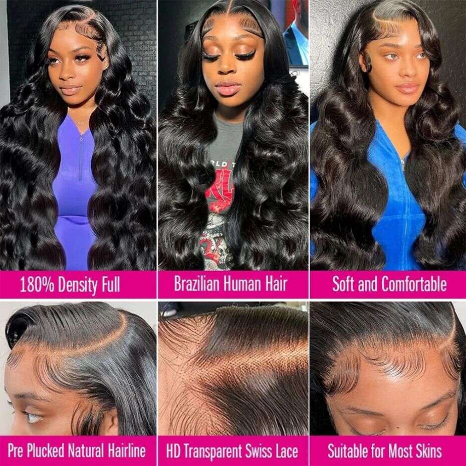 Wave Inch Body Lace Front Wig Indian Human Hair x Hd Transparent Frontal Wigs Pre Plucked Bleached Knots MYLOCKME al s