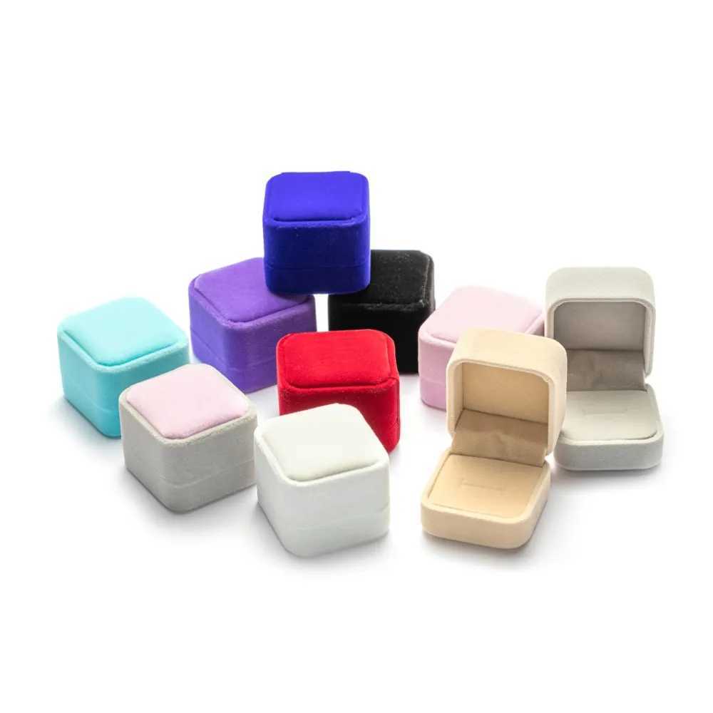 Square engagement velvet earrings ring packaging box jewelry organizer Valentines Day gift box ring display storage wholesale W241019