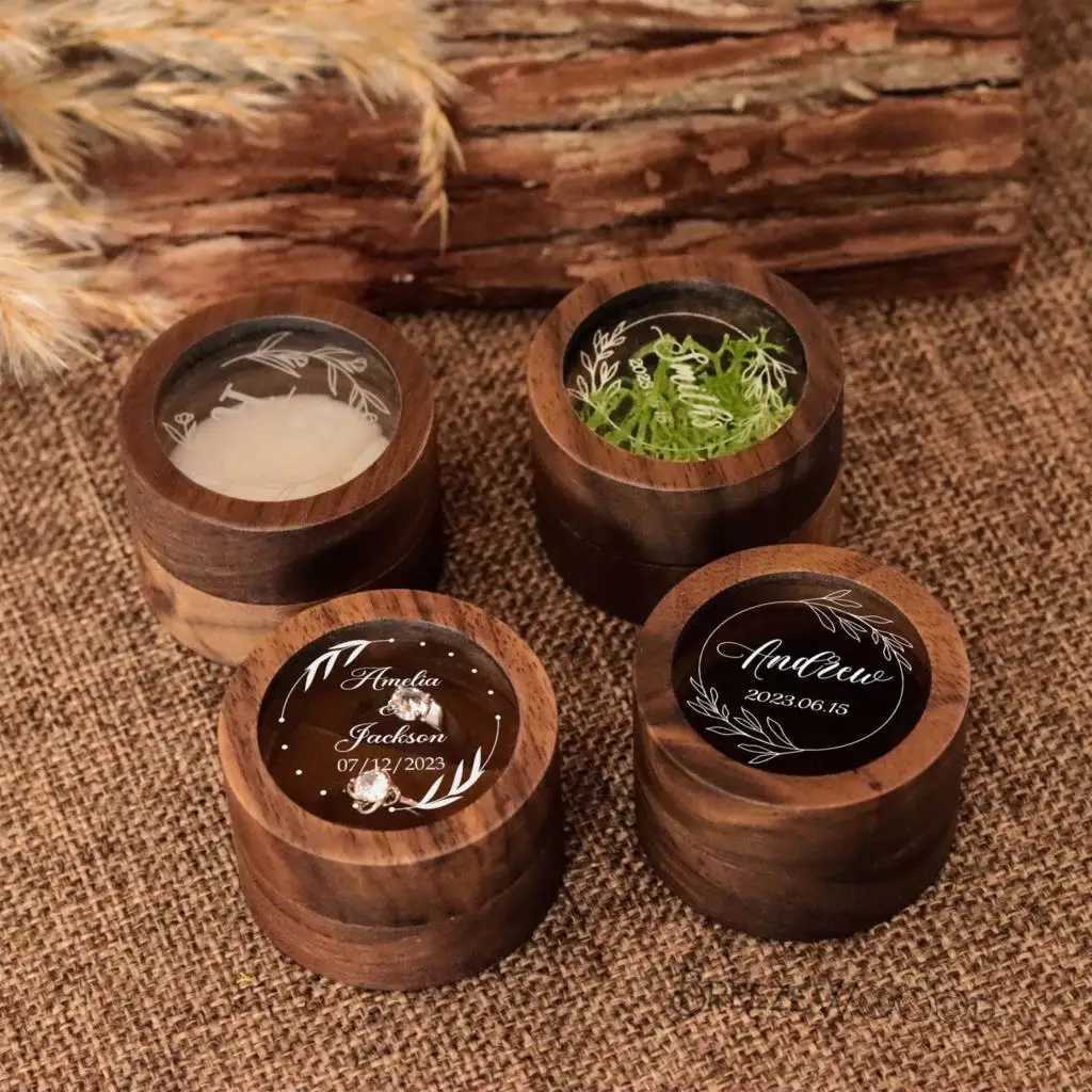 Customized wooden engagement ring box wooden ring bearing pillow carving ring box double groove ring box wooden suggestion box W241019
