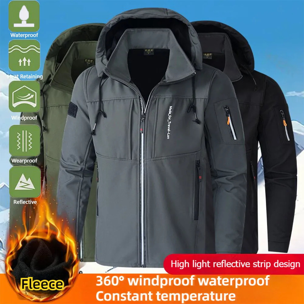 Mens thick warm jacket autumn winter jacket outdoor jacket skiing climbing windproof inflatable jacket mens 241007