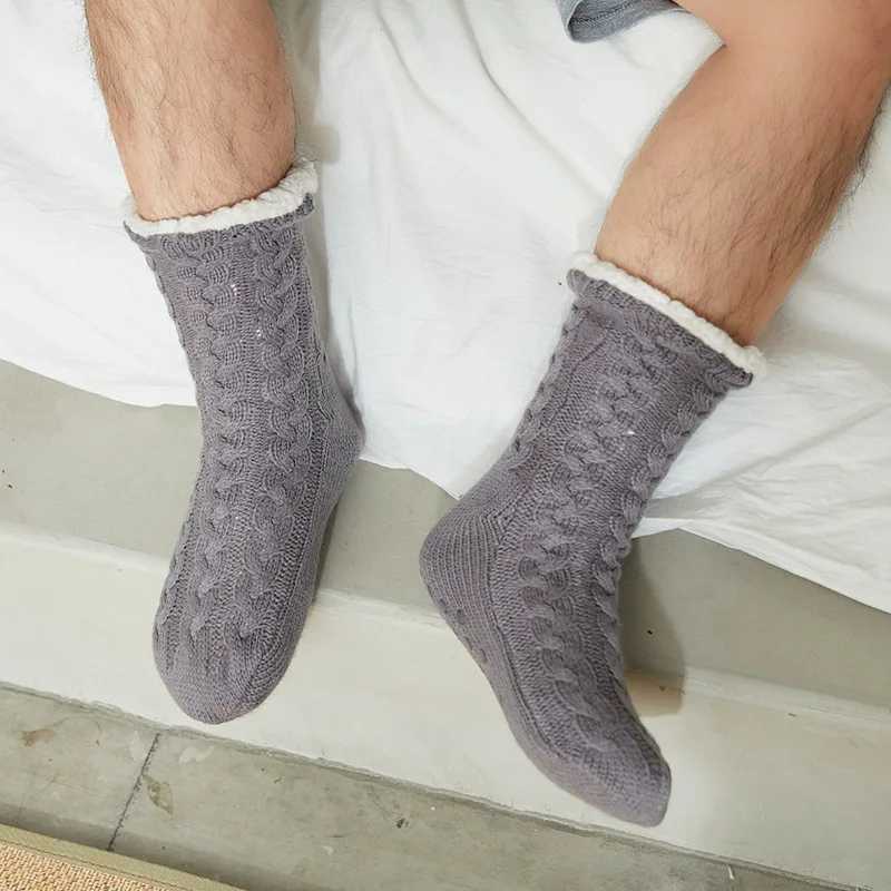 Men Winter Thickened Knitted Floor Socks Woven Thermal Cashmere Womens Carpet Home Plus Velvet Sleep Socks Slippers Leg CoverXJ241019