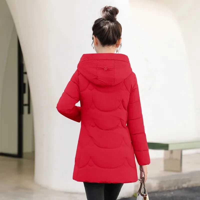 Down Cotton-padded Jacket Womens Wear 2025 Winter New Female Long Coat Hooded Slim Jacket Padded Warm Cotton Padded CoatX241019