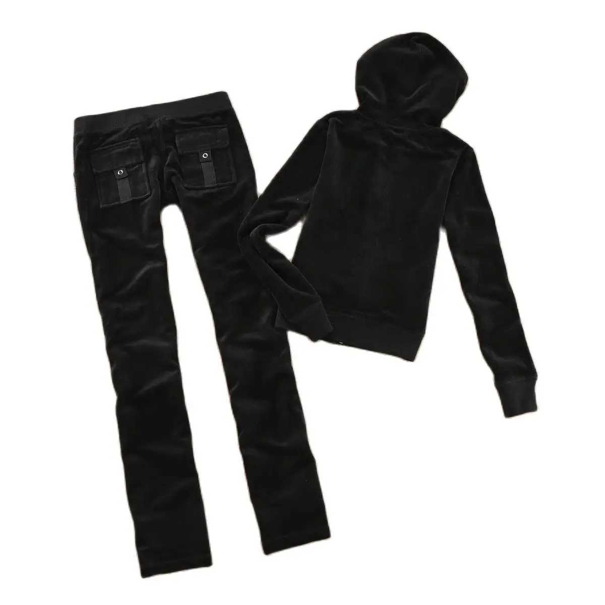 Womens Two Piece Pants Velvet Track and Field Uniform Solid Color Hoodie Womens Set Velvet Sports Uniform 2pc Thick Solid Color Hoodie TopCasual Cloth