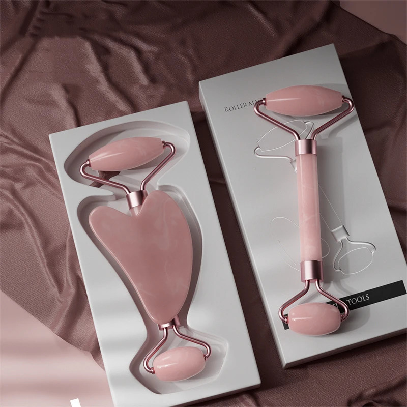 2pcsset Face Spa Neck Massager For Roller Gua Sha Scraper Board Lift Up Wrinkle Remover Eye Care Resin Guasha Set 241008