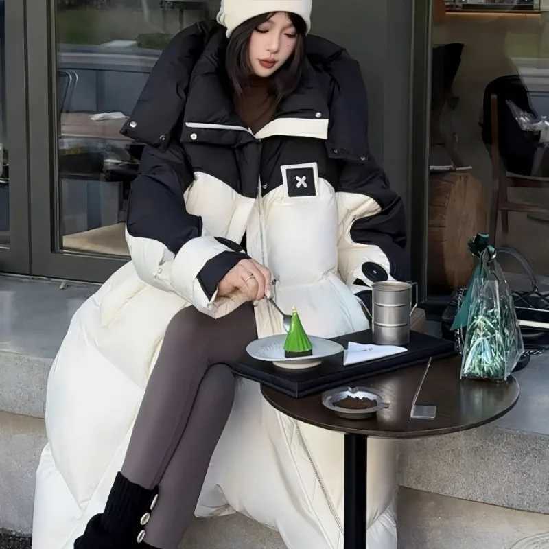 Winter Jackets Women Clothing Patchwork Cotton Coat Hooded Warm Windproof Windbreaker Puffer Jacket Design Chic Parka OuterwearX241019
