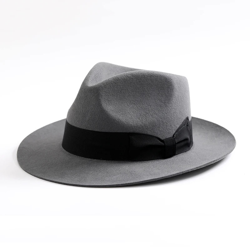 British Fedora Gangster Hat Mens 100% Wool Felt Hat 60cm XXL Large Size Satin Lining High Quality Ship in Box 241018