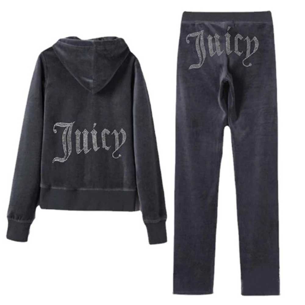Womens Two Piece Pants JUICY COMETYRE Womens Velvet Track and Field Wear Casual Straight PantsHooded Sweatshirt 2pc Velvet Original Premium Womens Sp 