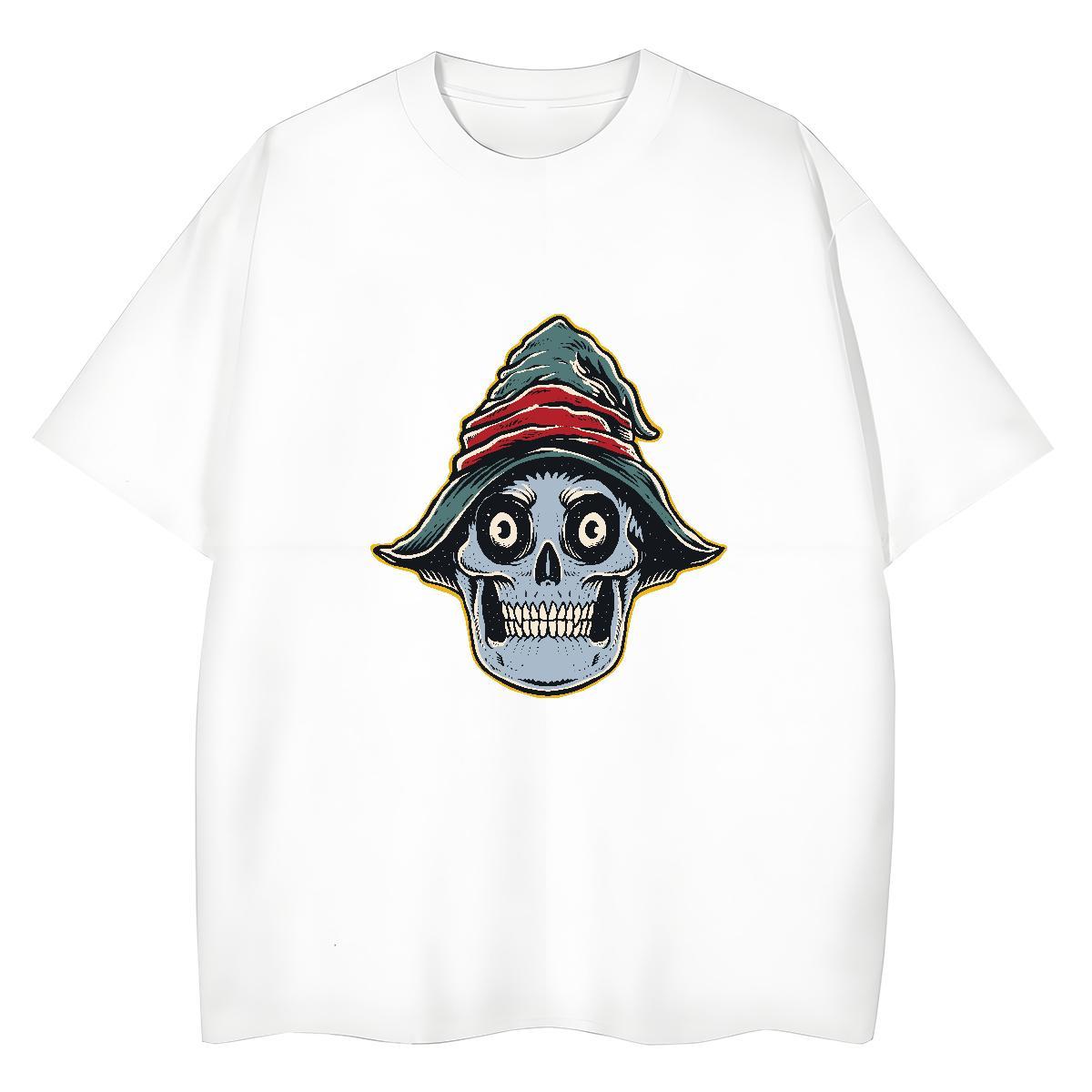 Fashion Women T Shirts 100% Cotton 230g Round Neck Short Sleeve Casual skull Tshirt for Man Woman Soft Plus Size Cartoon Clothings