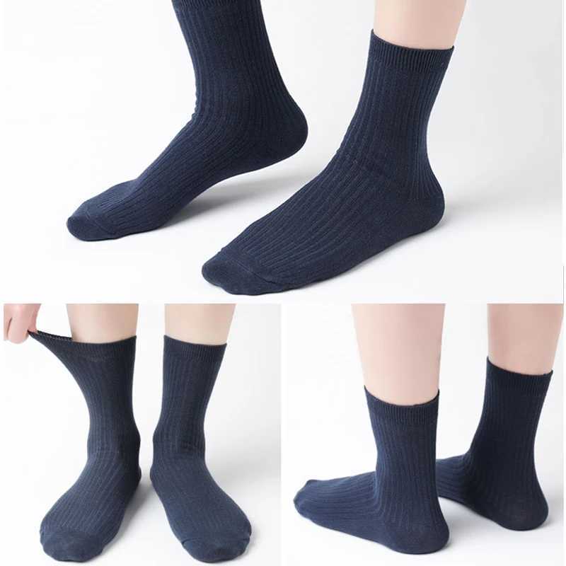 5 Pairs/Lot 100% Cotton Mens Socks Casual Business Stripe Socks Deodorant Breathable Black Man Travel Winter SocksXJ241019