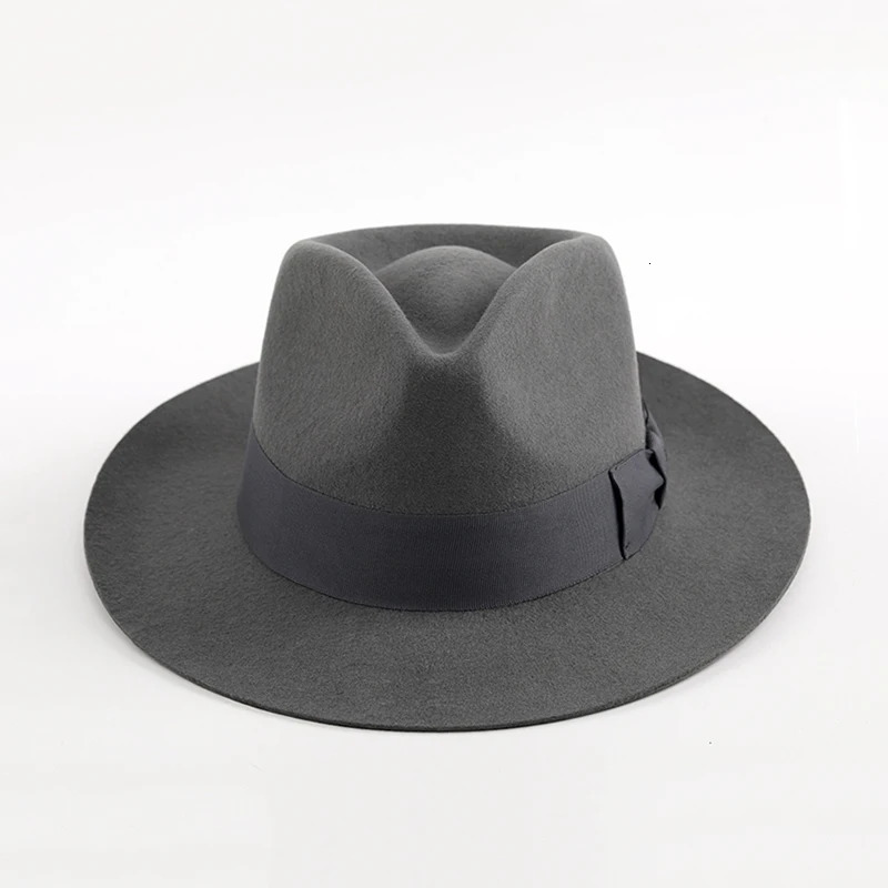 British Fedora Gangster Hat Mens 100% Wool Felt Hat 60cm XXL Large Size Satin Lining High Quality Ship in Box 241018