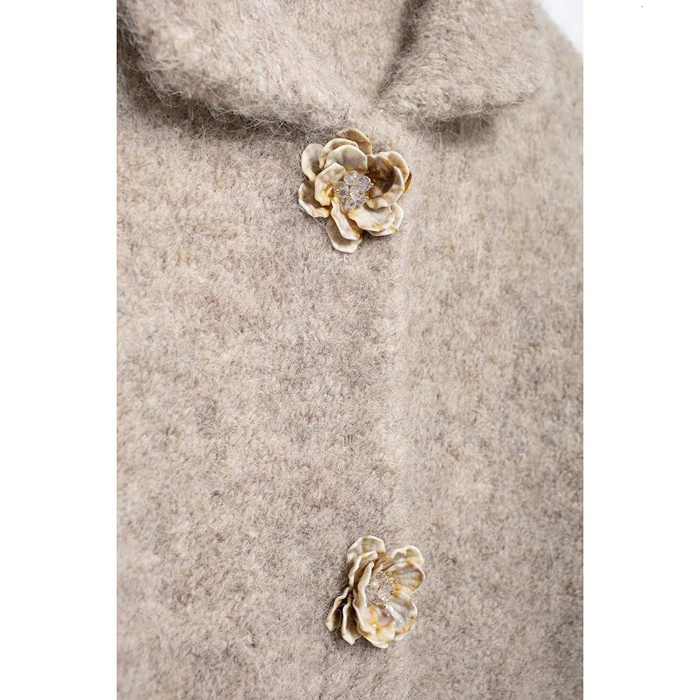 Aoaiys faux fur jacket womens winter coat fashionable and chic button lapel jacket thick warm long sleeved elegant jacket 241018