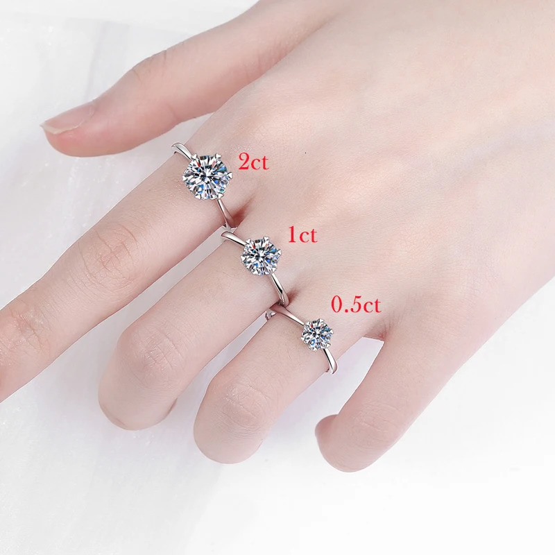 Smyoue 0.3CT/0.5CT/1CT/2CT/2CT/3CT Card Ring suitable for womens sparkling wedding bands 100% genuine 925 sterling silver jewelry 241007