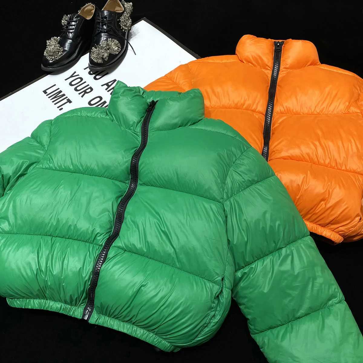 Women's Down Parkas YOZOU Design Winter Grn Orange Apron Folded Zipper Warm Bomber Jacket Womens Oversized Solid Coat Parka Girls Y2410195Q9L