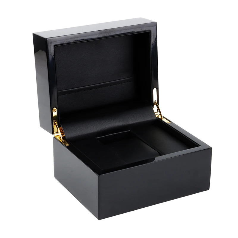 Piano paint smooth all black box watch storage medium density fiberboard wooden box watch jewelry organizer packaging box gift box customization 24101