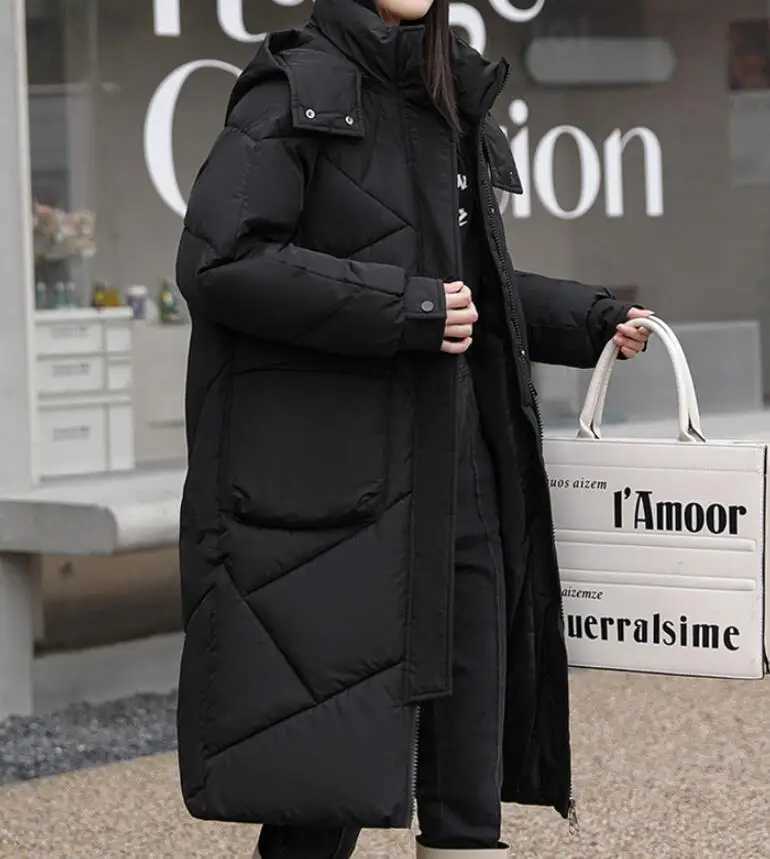 New Winter Fashion Long Sleeve Stand Up Collar Zipper Solid Color Slim Fit Thick Hooded Down Jacket For Women5 ColorsX241019
