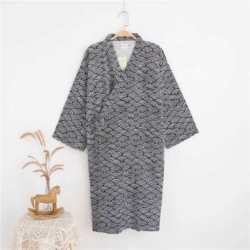 Cotton Skin-Friendly Bathrobe for Mens Nightwear Adults Sleep Robe Gown Soft Comfortable Homewear Japanese Yukata Kimono PajamasXJ241018