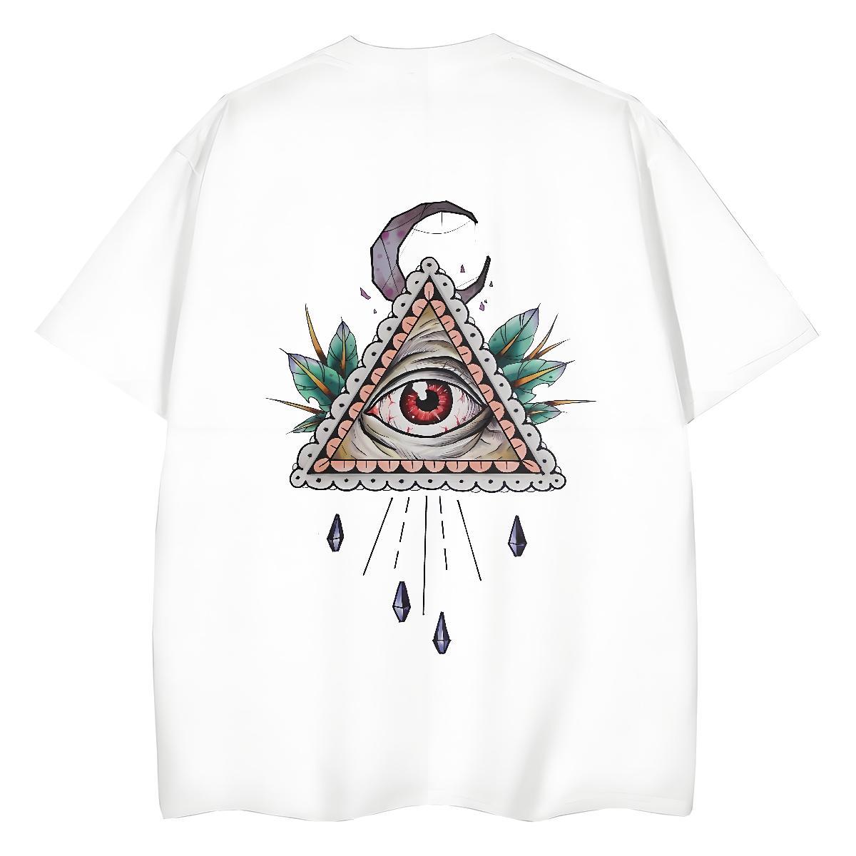 Brand T-Shirts 100% Cotton 230g Short sleeve Soft Street Casual eye of the devil Women Tees Wholesale DIY Printed Wear